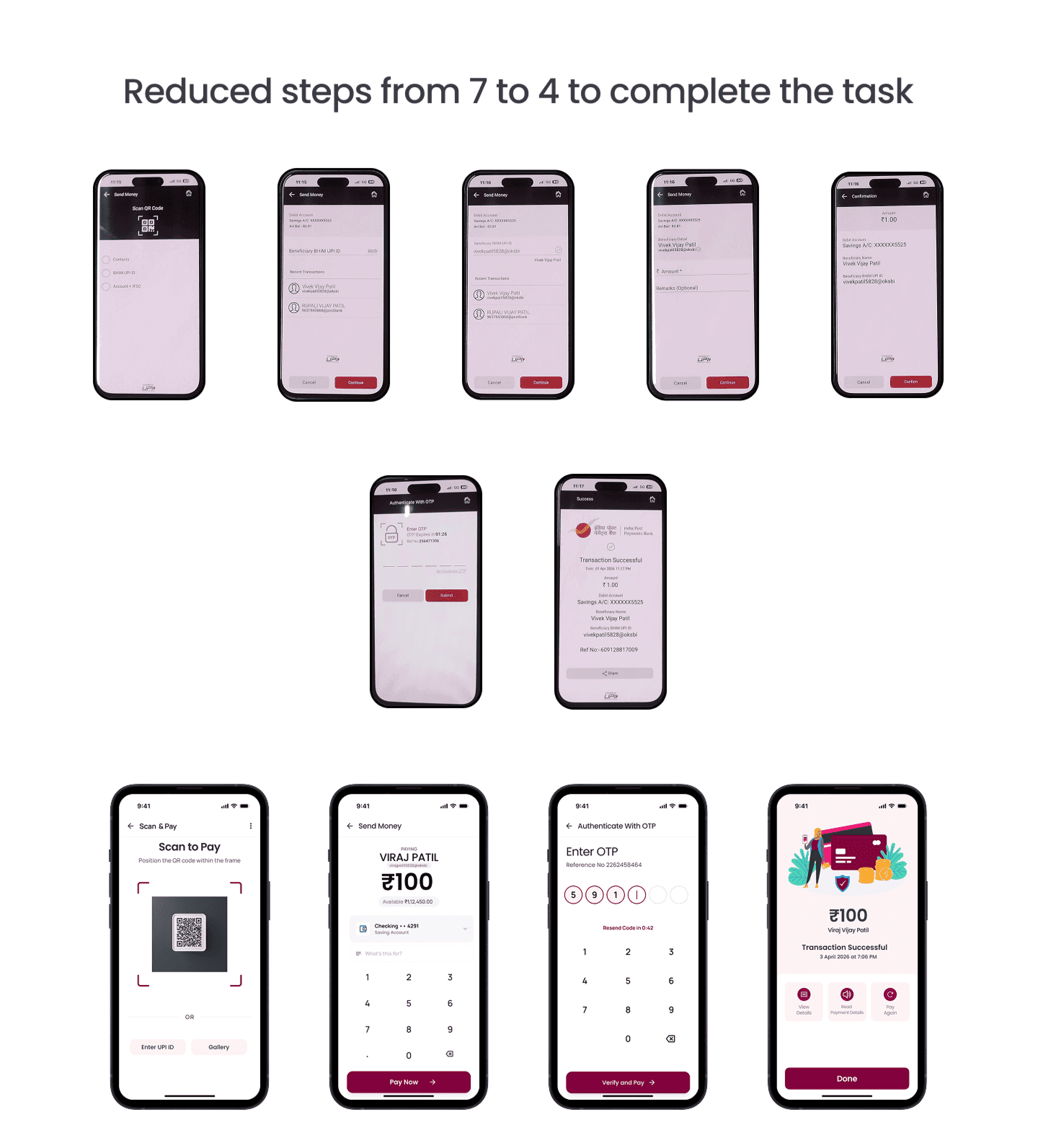 Payment flow reduced from 7 steps to 4 steps